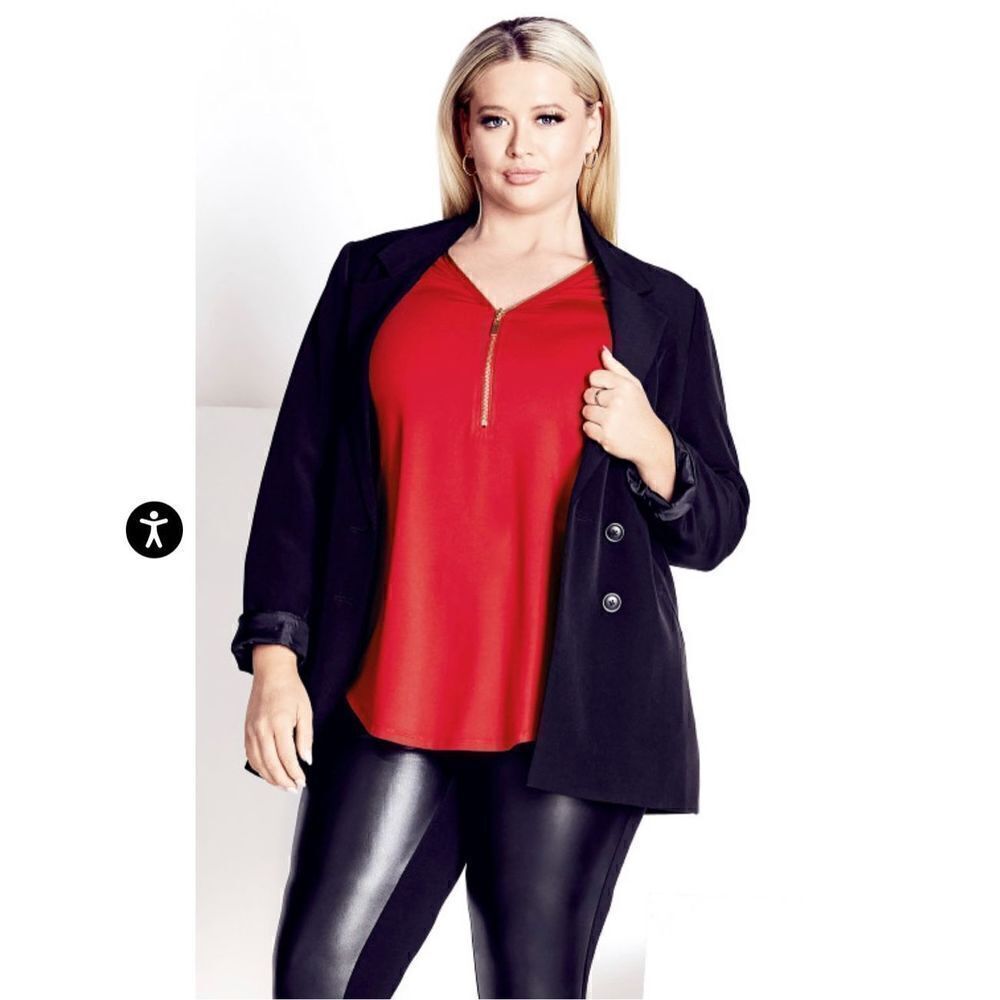 City Chic Chloe Zip Plain Top